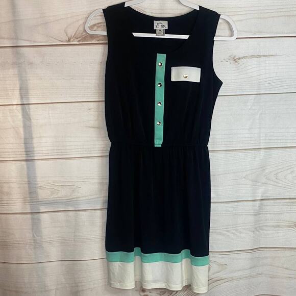 Sweet Storm Black Button Front Sleeveless Knee-High Dress Size Medium - Picture 1 of 7